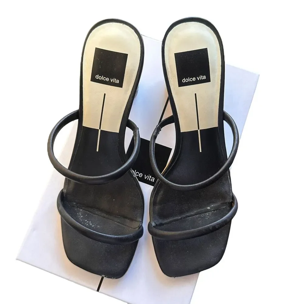 DOLCE VITA Noles Leather‎ Snake Print Heel Black/Brown Sz 8